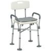 Aluminium Shower Chair with Backs and Arms, Height Adjustable Shower Seat with Removable Padded Cushion, Bath Stool for Seniors, Disabled, Pregnant