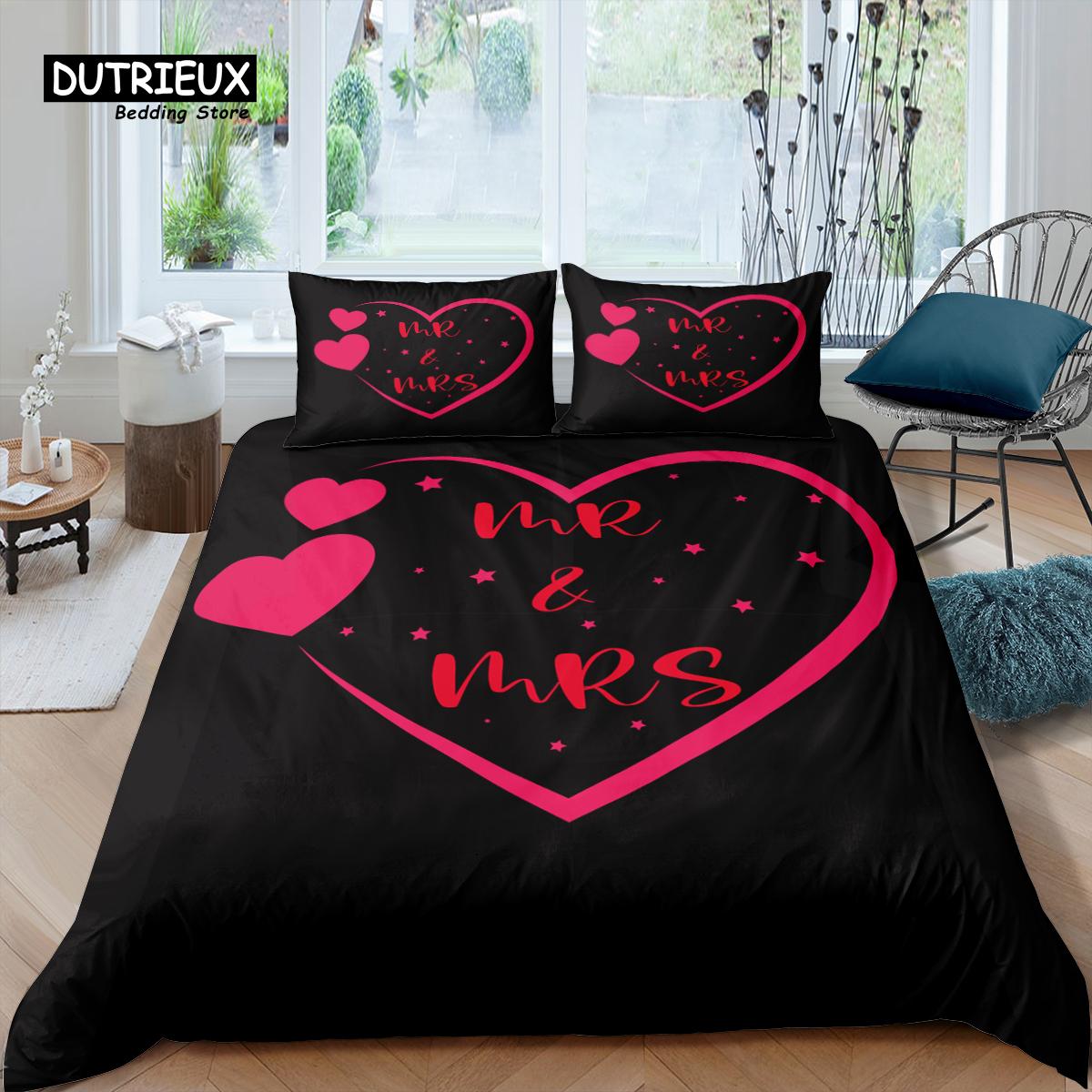 Ensemble de literie 3D Mr et Mrs de luxe pour la maison Housse de couette Taie d'oreiller Ensemble de literie pour enfants Tailles Queen et King UE/US/AU/UK AU Single(140x210cm)