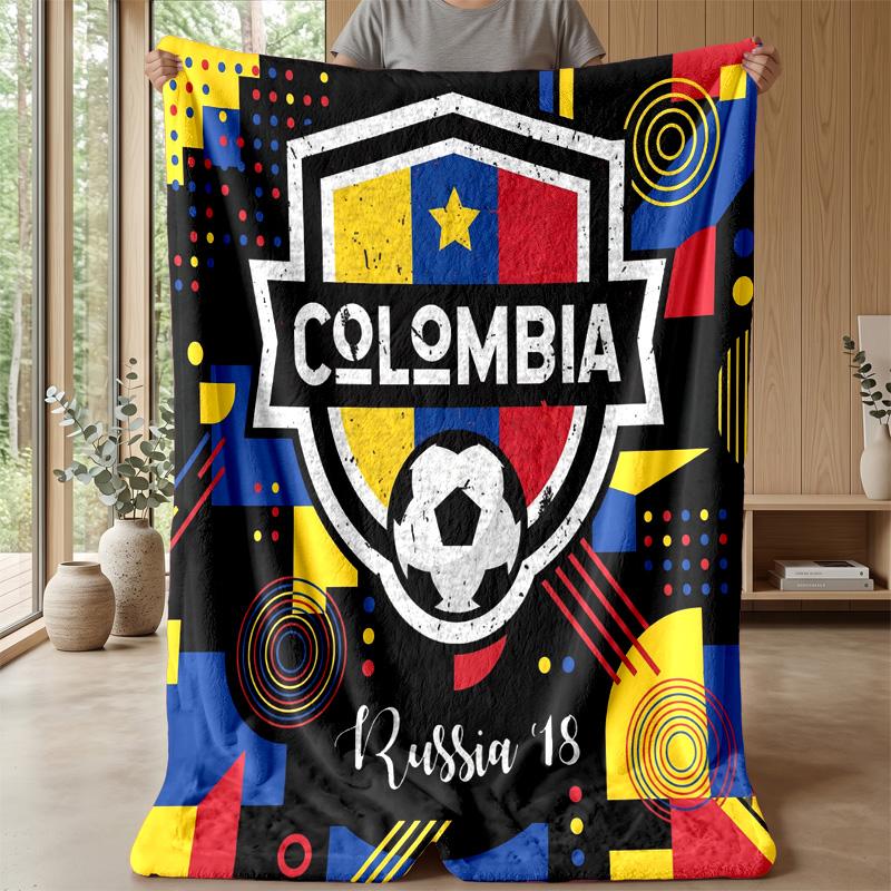 Colombia Football Printed Flannel Blanket Skin Friendly Warm Decorative Throw for Indoor Couch Bed Daily Use