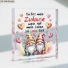 2D Flat, "Du Bist Mein" Heart-Shaped Gnome Acrylic Desktop Decoration Plaque, Suitable for wall Decoration, porch, Room, Villa, accents Home, Hallway,
