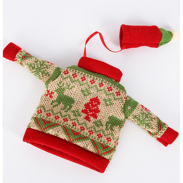 

Бутылки Вино Рождественские Свитера Шапки Украшения Создание Атмосферы Подарочный Реквизит зелёный