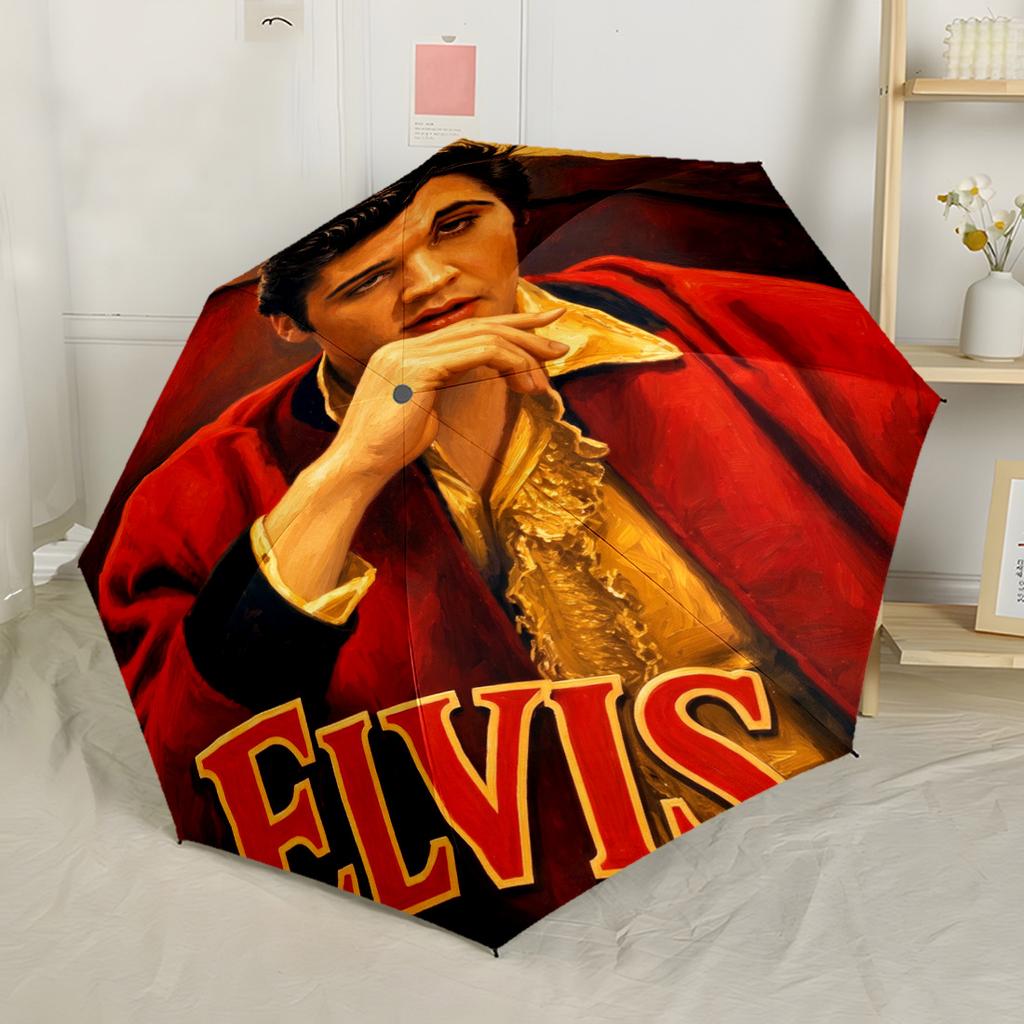 Elvis Presley Performance Portable Automatic Umbrella Retractable Design with 8-Rib Durability Durable Plastic & Iron for Outdoor Daily Use