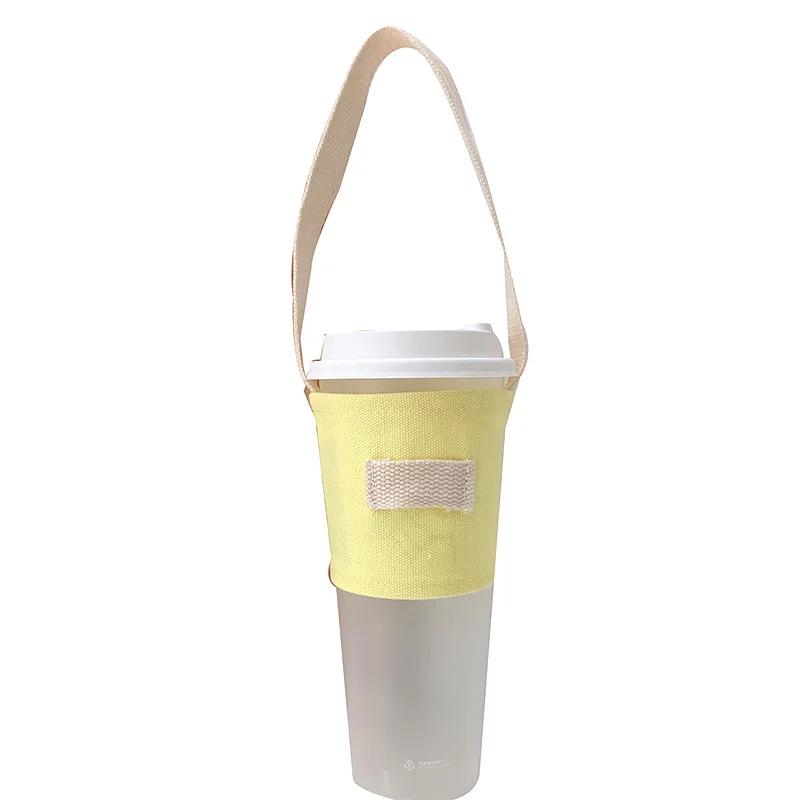 Beverage Cup Tote Bag Mug Sleeve Wrap Colorful Canvas Easy-take Cup Set Beverage Cup Bag Durable Handmade Canvas Cup Bag Home