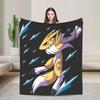 Anime Renamon Cozy Blankets For Sofa Home  Novelty Bedding Throws Winter Travel Car Flannel Bedspread