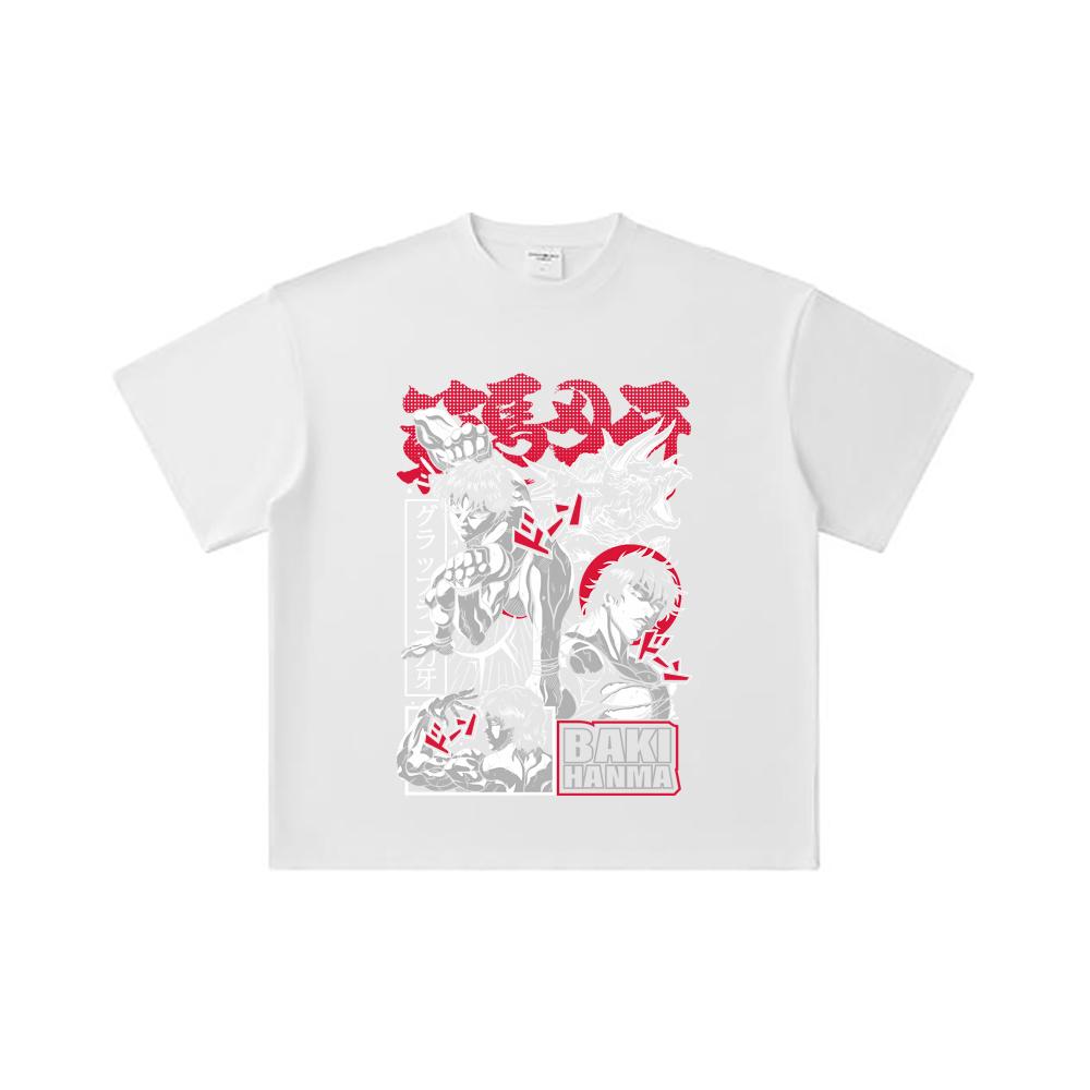 260 GSM Double Yarn 32 Count 100% Cotton Baki V3 Print Unisex Heavy Cotton T Shirt