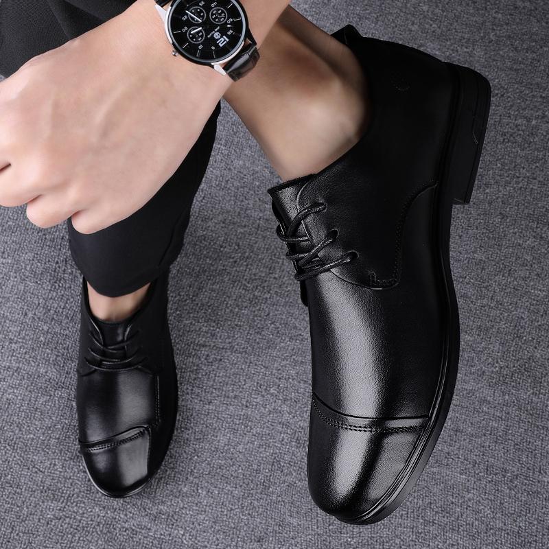 2024 New Men Quality Cowhide Black Low Top Leather Shoes British Business Size38-45 Soft Leather Man Lace Up Leather Dress Shoes