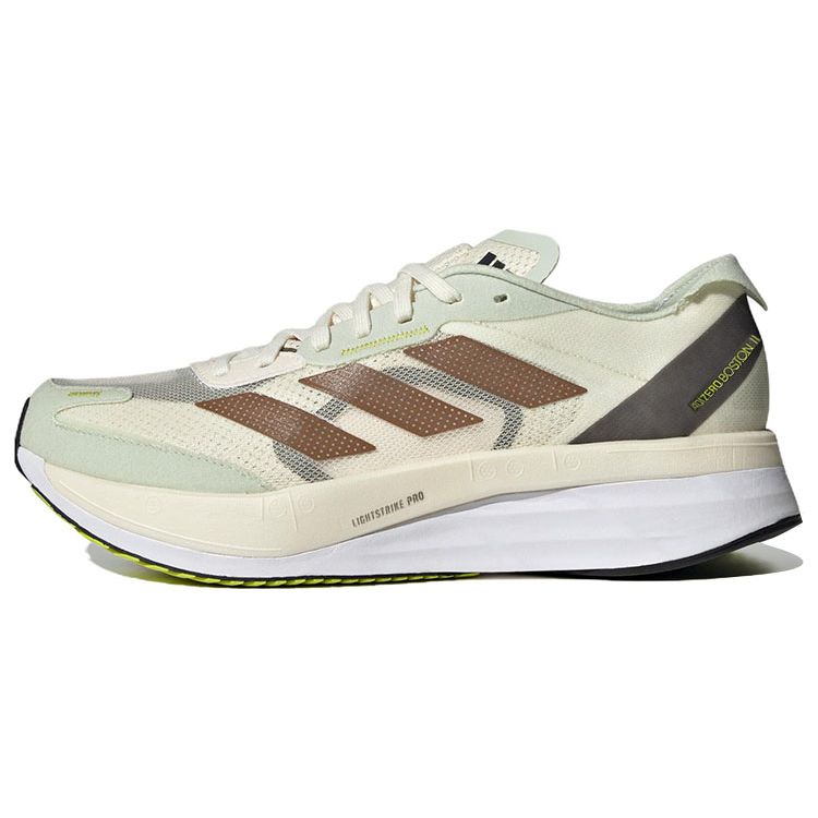 Adidas Adizero Boston 11 Comfortable Fabric Synthetic Leather Low-Top Running Shoes Unisex Running Shoes Beige ID4443