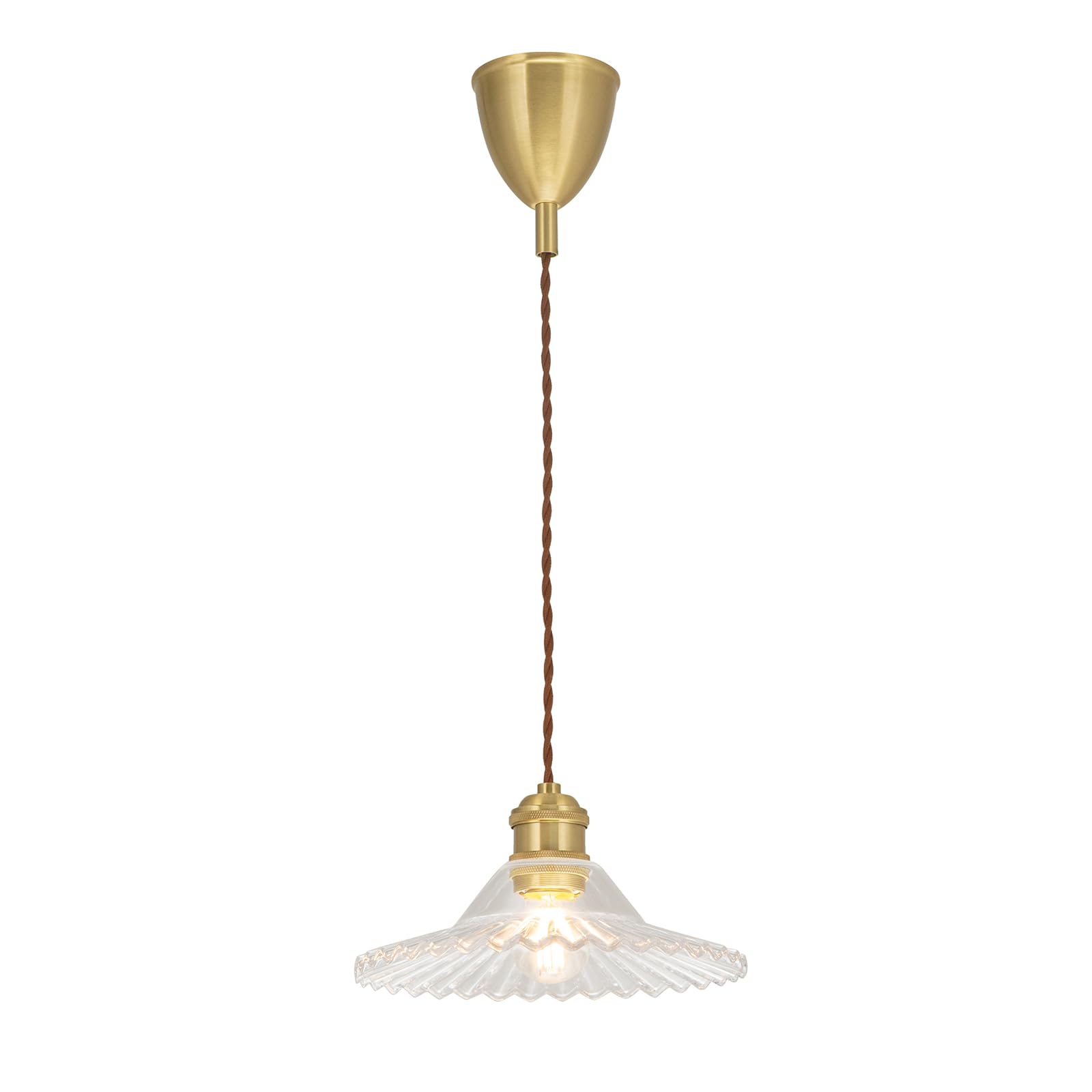 

Chiko Electric Brass and Glass Pendant Light - Stylish Nordic Showa Retro Ceiling Light Fixture, Hanging Light for Living Room, Dining Room, Dining Ta