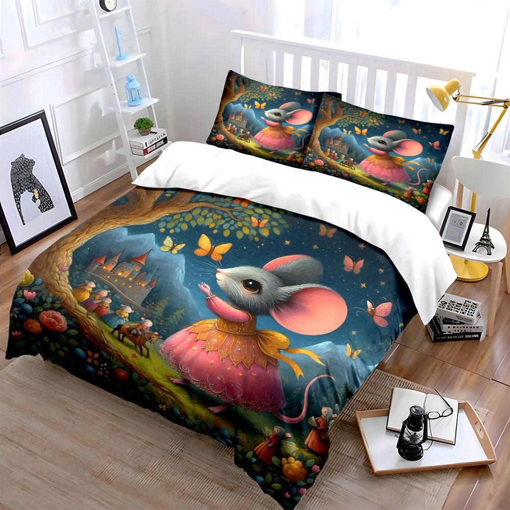 Whimsical Mouse Fairyland Adventure Bedding sets Duvet covers Pillowcases(1* Duvet Cover 2* Pillowcases without duvet insert)