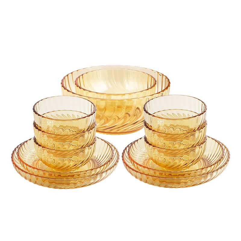 VISIONS Crystal Clear High Borosilicate Amber Glass Dinnerware Set