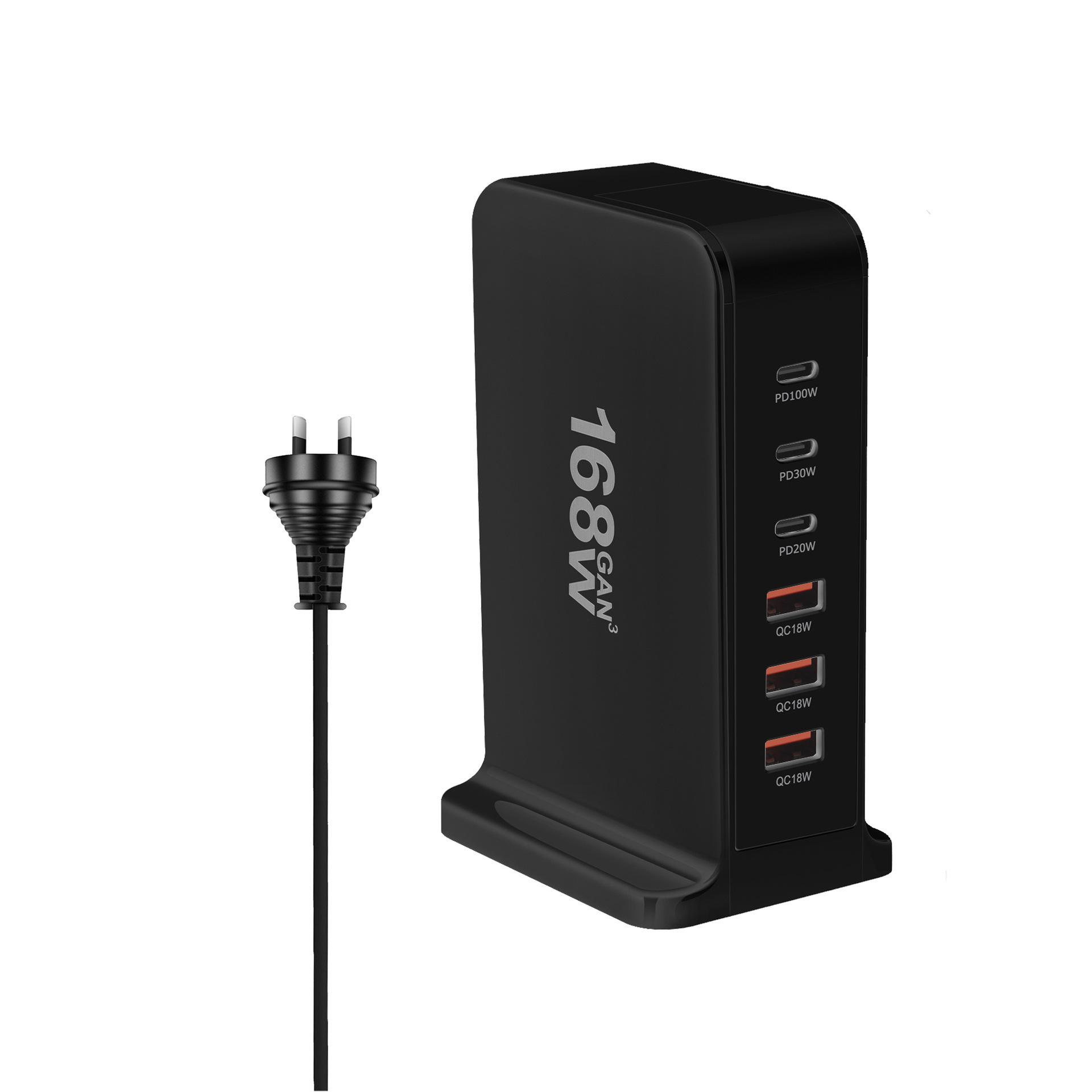 

168W Desktop Charger with 3 USB & 3 Type-C Ports for Laptops & Phones AU Standard