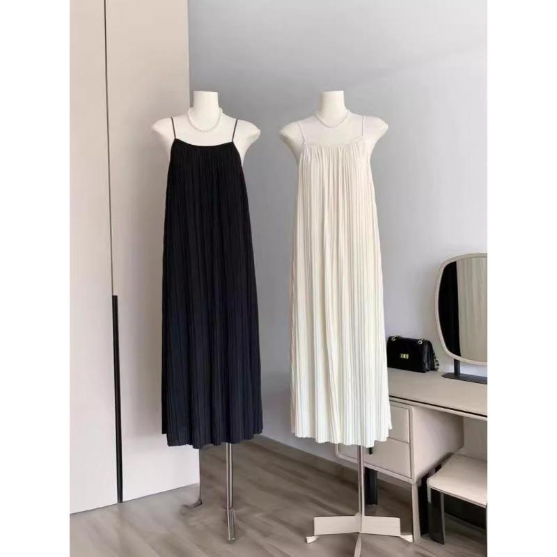 

Женское платье-майка с плиссировкой - Облегающее, универсальное, однотонное длинное платье для шикарного и непринужденного стиля XL 128-140kg чёрный