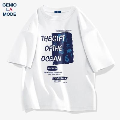 GENIOLAMODE Herren Freizeit T-Shirt mit Rundhalsausschnitt, lockere Passform