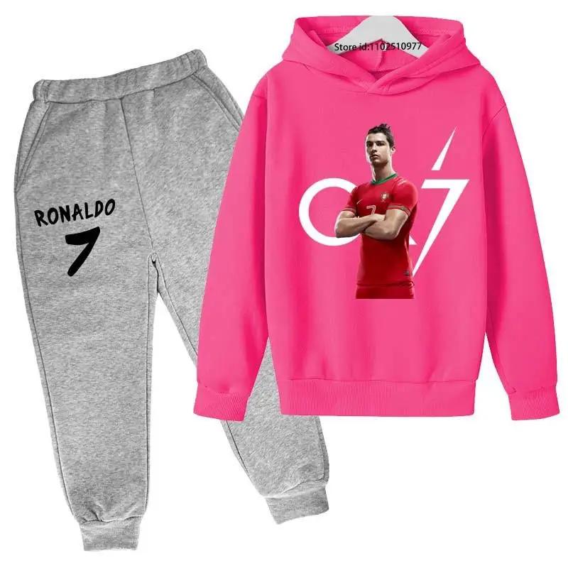 Children's Hoodie Cute Bear Print Sweatshirt Top+trousers 2P Boys Girls Boys Pullover Outdoor Sports Charming Fashion Casual Set
