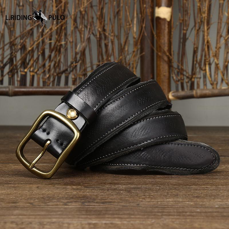 

Мужской ремень в стиле ретро, ​​уникальный змеиный узор, кожаный ремень с пряжкой, первый слой, джинсовый ремень из воловьей кожи 130cm