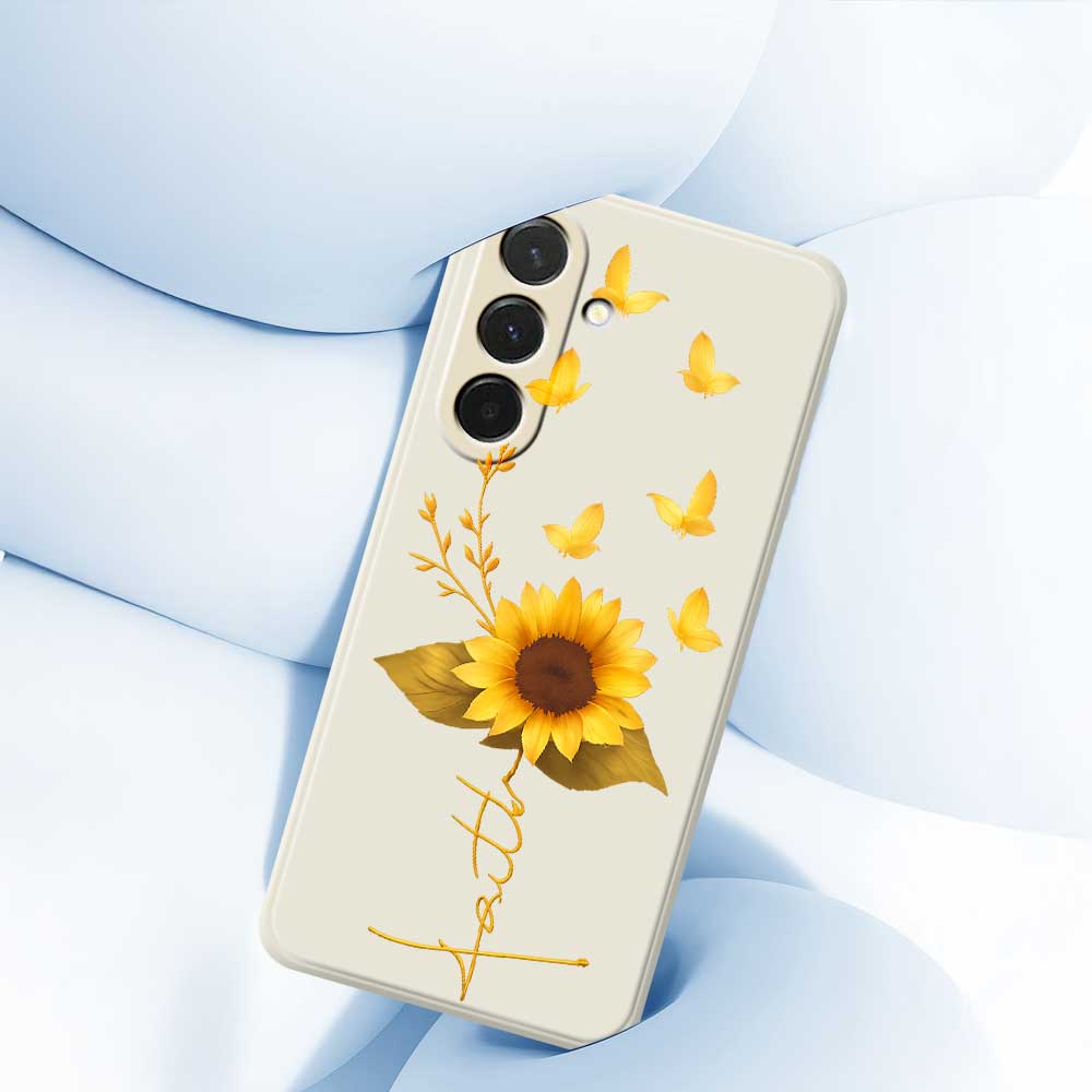 For Samsung Galaxy A36 5G Case Golden Butterfly Sunflower Pattern Printing Straight Edge TPU Phone Back Cover