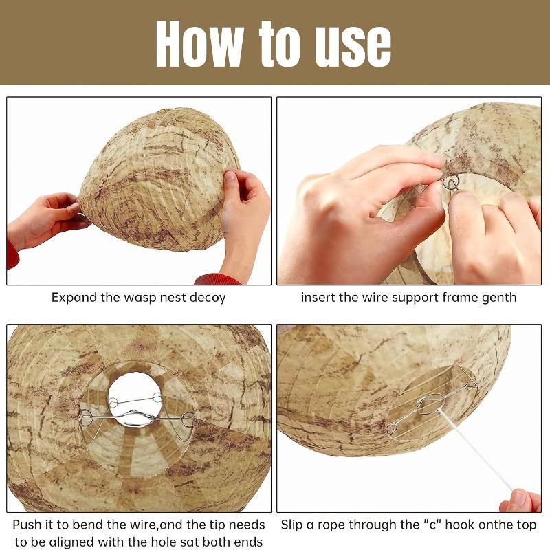 Simulation Wasp Nest, Natural Bee Repellent, Outdoor Hanging Artificial Beehive, for Garden Patio Porch Courtyard