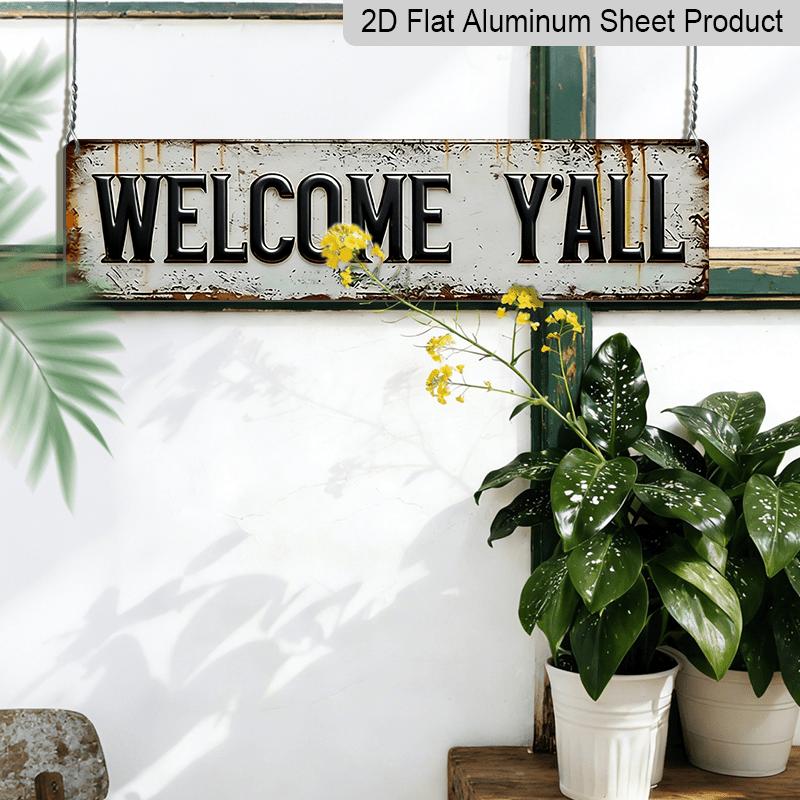 2D FLAT, 15.7×3.94inch Retro "Welcome" Aluminum Sign-old Country Style Wall Decoration, Suitable for Families, Bars, Cafes, Offices and Seasonal