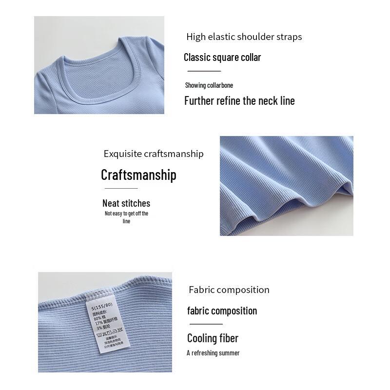 NOME Gepolstertes geripptes Crop-Top mit französischem quadratischem Ausschnitt