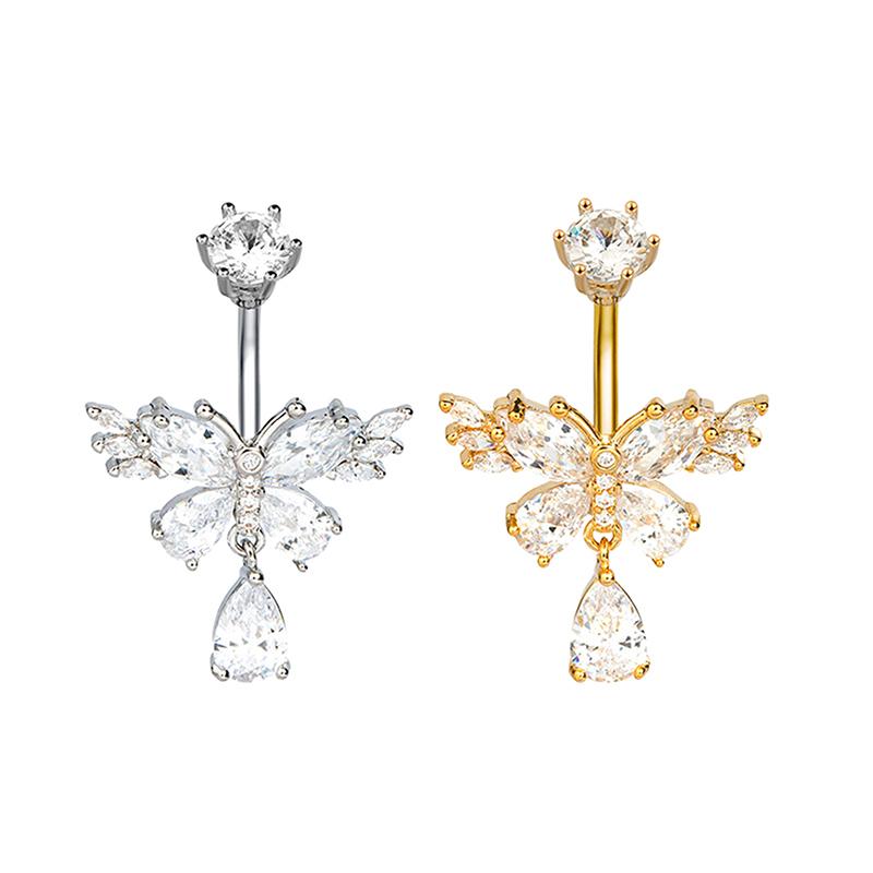 Butterfly Navel Ring For Women Girls Exquisite Zircon  Belly Button Rings Sexy Belly Piercing Body Jewelry Gifts