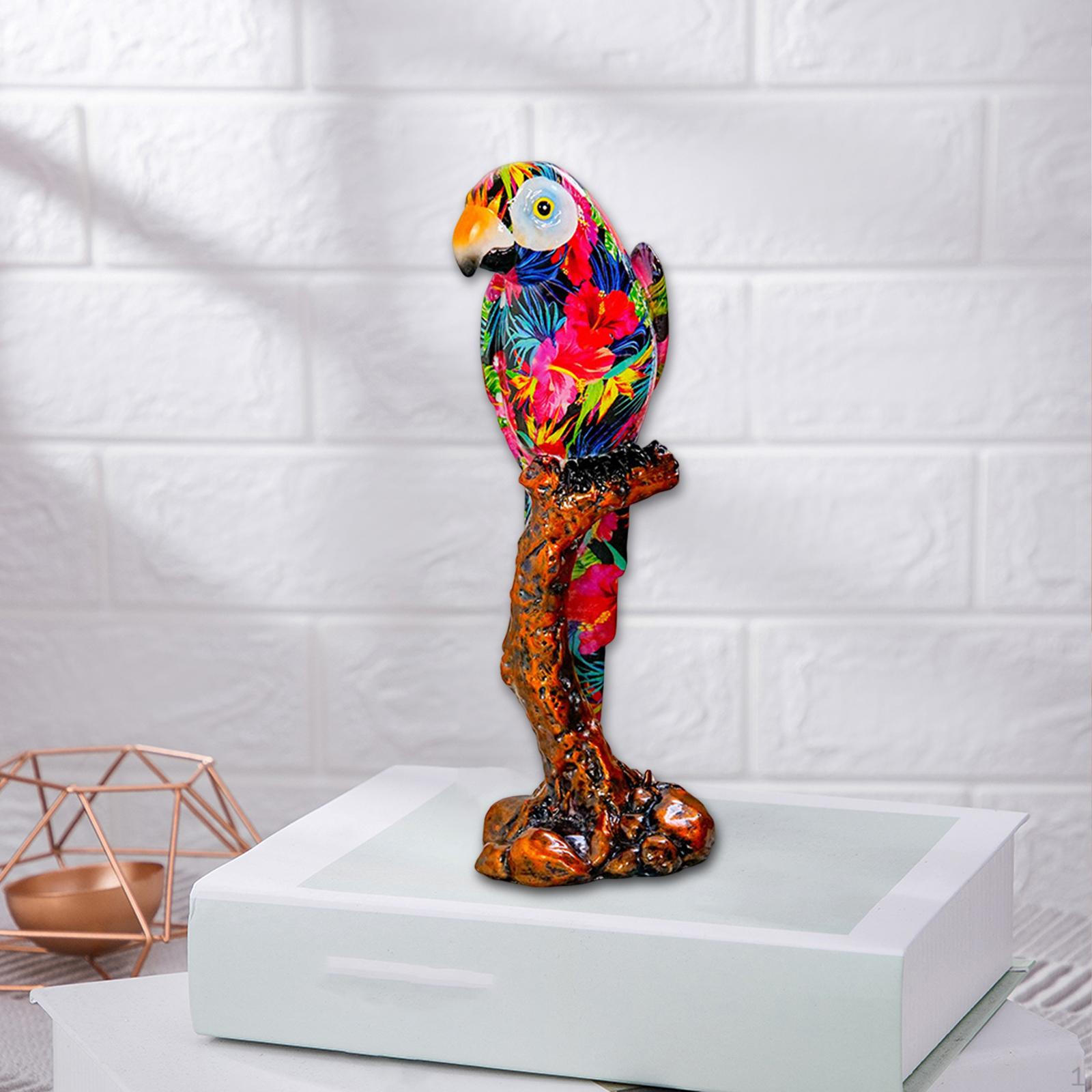 

Resin Parrot Figurine for Home Decor - Colorful Bird Ornament Craft Single