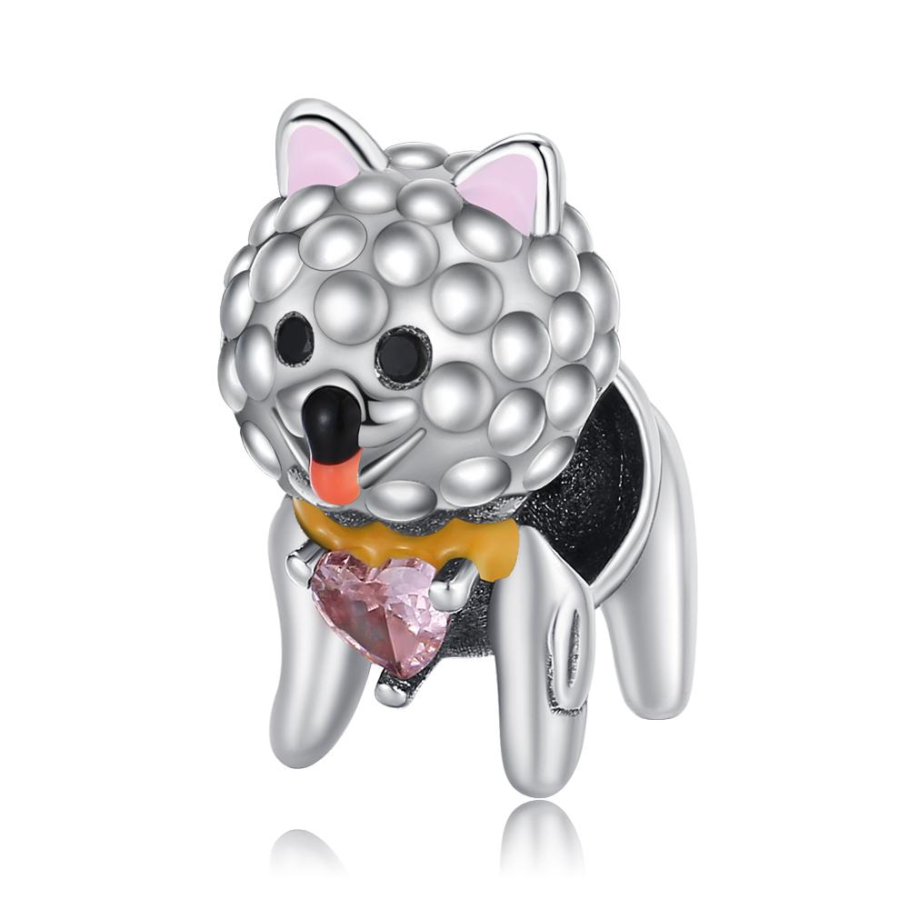 Cute Cartoon Animal Charms 925  Silver Dragon Bear Dog Quirky Funny Pendent Metal DIY Beads Necklace Bracelet Creativity