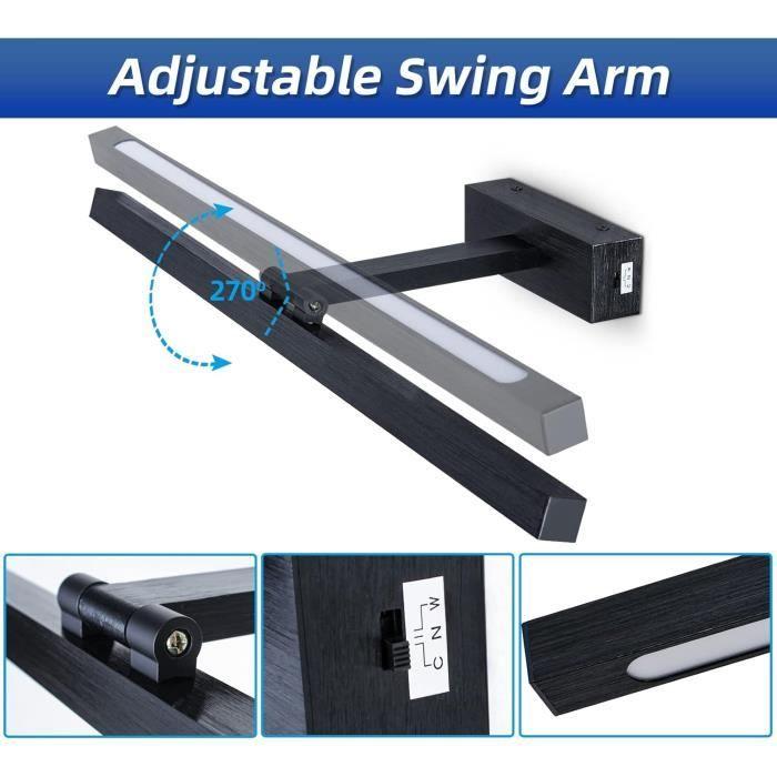 Lampe miroir led - tyhogar - 60cm - 3 températures de couleur - rotatif 270° - ip44