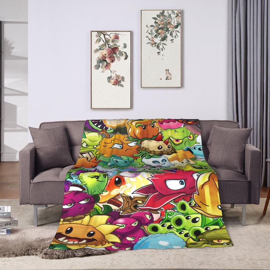 Plants vs Zombies Videospiele Decke Flugzeugreise Flanell Überwurfdecke Für Wohnzimmer Warm Qualität Tagesdecke Geschenkidee