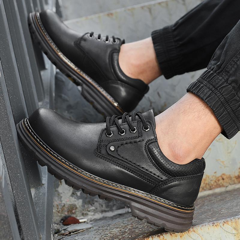 Fashion Thick Soled Men's Shoes Luxury Quality Genuine Leather Style Business Office Formal Party Classic Black Brown Shoes Hot Quality