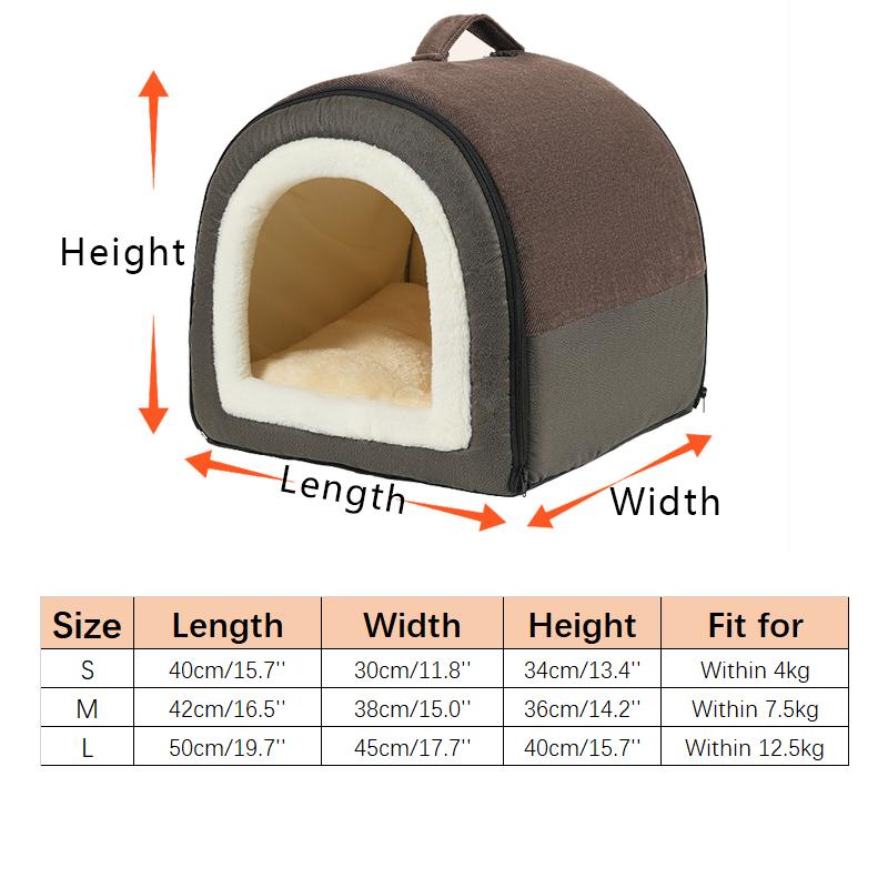 Warmes Katzenhaus für den Winter, weiches, gemütliches Haustiernest für kleine und mittelgroße Hunde, Katzen, abnehmbare, rutschfeste Hundehütte, Schlafzelt für Welpen, Heimtierbedarf
