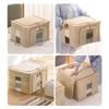 CHAHUA Fabric Storage Box, Foldable Organizer, Hundred-Box, Clothes And Quilt Storage Container, Beige