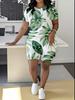 Abstract code European and American women's clothing butterfly printing T-shirt shorts set sports suit