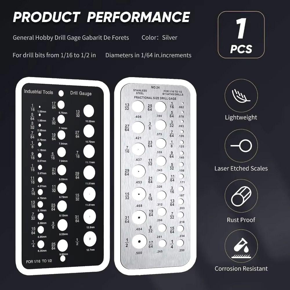 29 Holes Drill Bit Gauge Multifunctional Caliper Gauge Screw Gauge Card  Drill Template Gauging