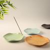Lotus Leaf Ceramic Incense Holder for Sticks: Sandalwood Burner, Home/Study Room Decor, Tea Ceremony Tray.