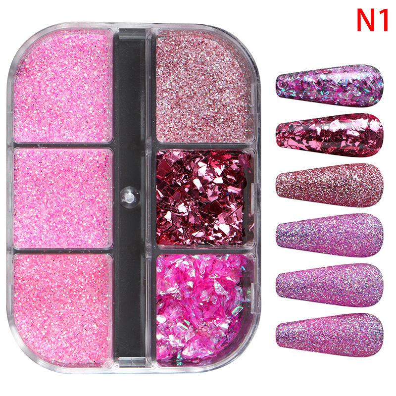 1 Box Of 6 Grids 3D Mini Round Nail Sequin Kawaii Korean Black Dot Nail Art Flake Y2K Golden Silvery Shinny Charms Accessories