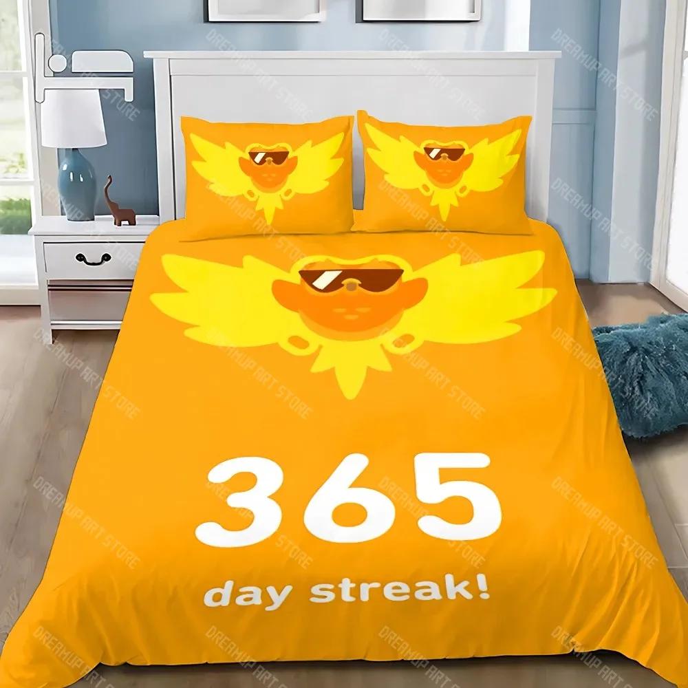 Duvet Cover Pillowcase Bedding Set Cute Cartoon Duolingos Adult Boy Girl Bedroom Decoration Children Gift Single Double Large
