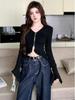 Chic Flare Sleeve Zipper Cropped T-Shirt for Women - Slim Fit Early Autumn Top