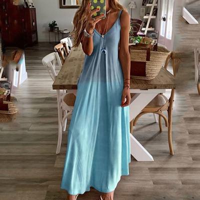 Gradient Color Suspender Dress