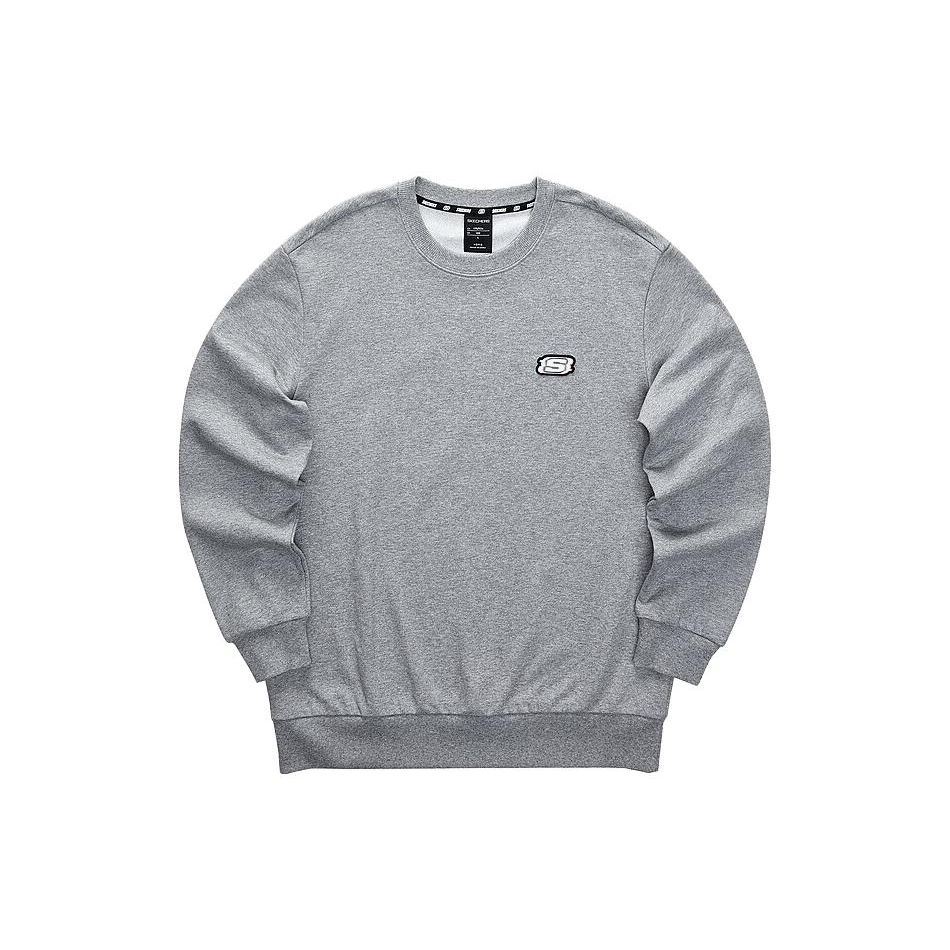 Skechers Solid Color Knitted Crew Neck Sweatshirt Men tops Light-Gray L423M076-004F XXL