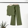 Women's Casual Summer Linen Two-Piece Sleeveless Top High Waist Trousers Beach Vacation Set