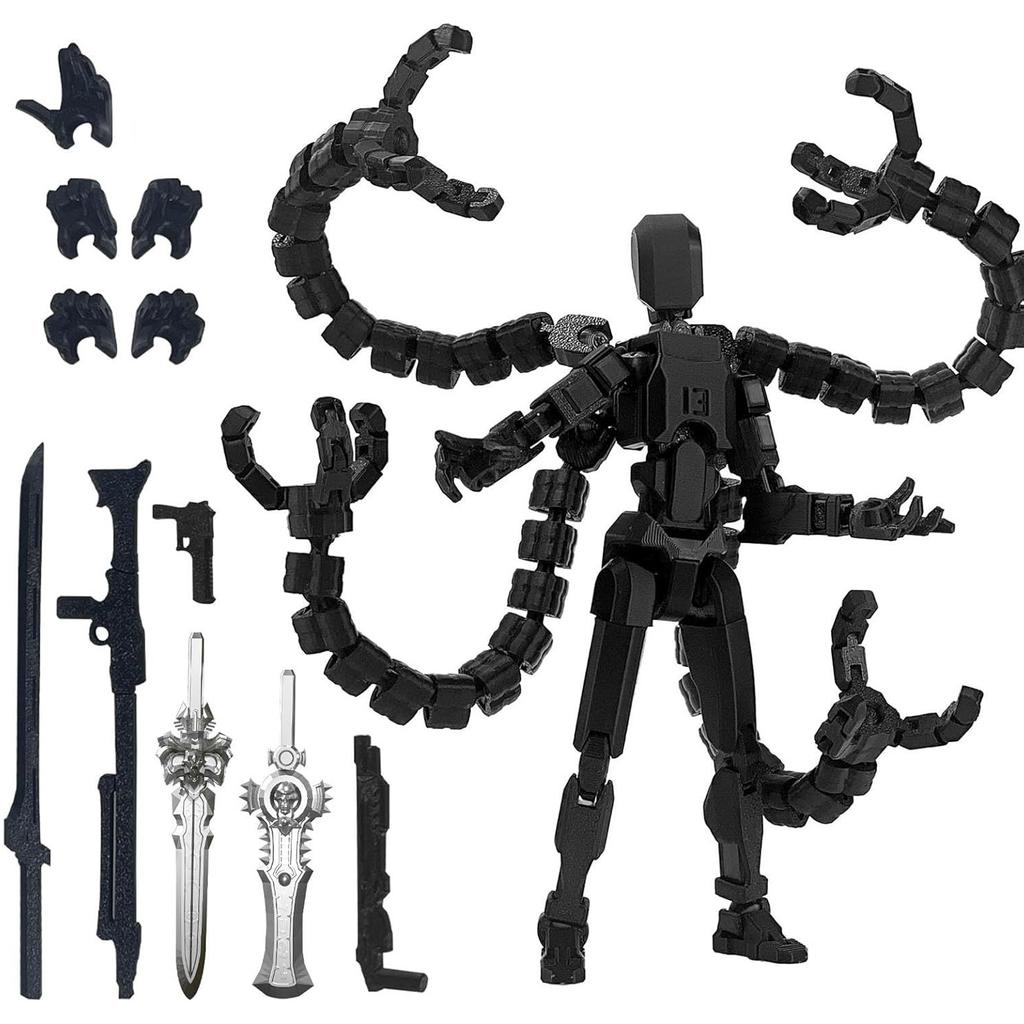 Articulated Action Figure Model Kit with Multiple Interchangeable Hands and Weapons 3D Printed DIY Assembly Poseable Collectible Display