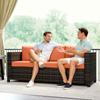 3-Seater Weather Resistant Outdoor Garden Rattan Sofa Orange
