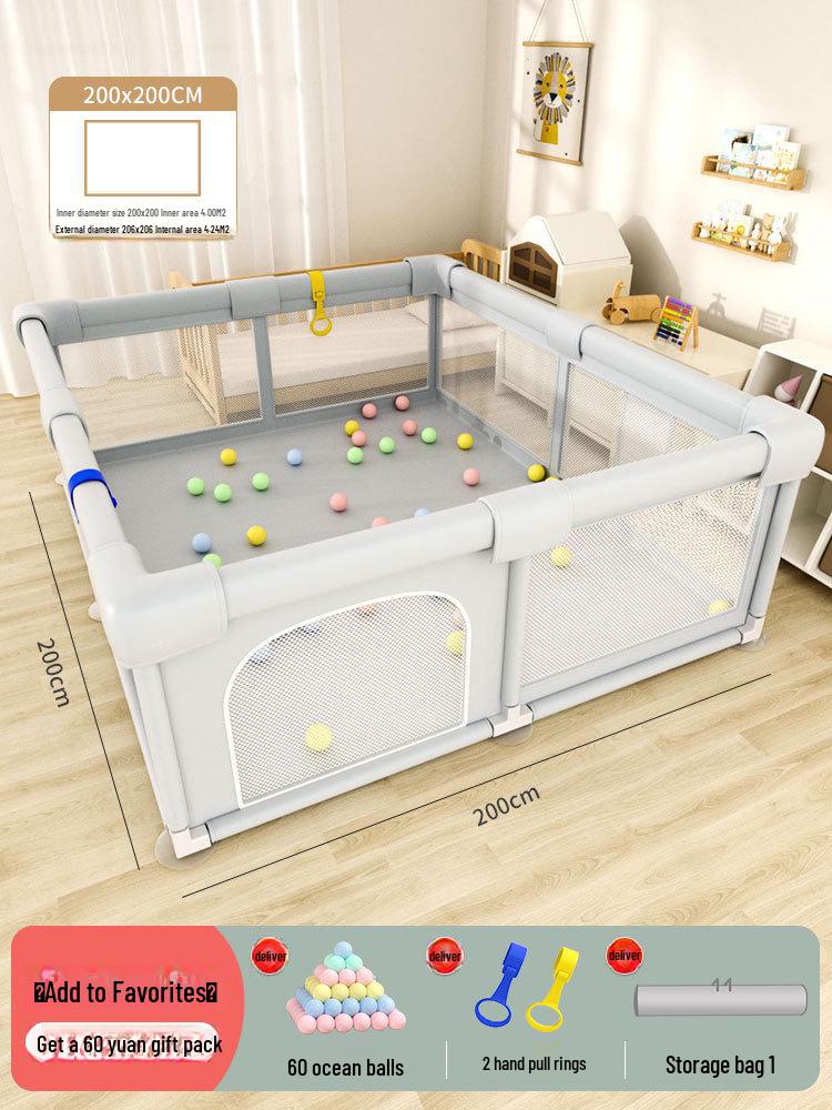 Baby Play Fence with Crawling Mat and Guardrail for Toddlers