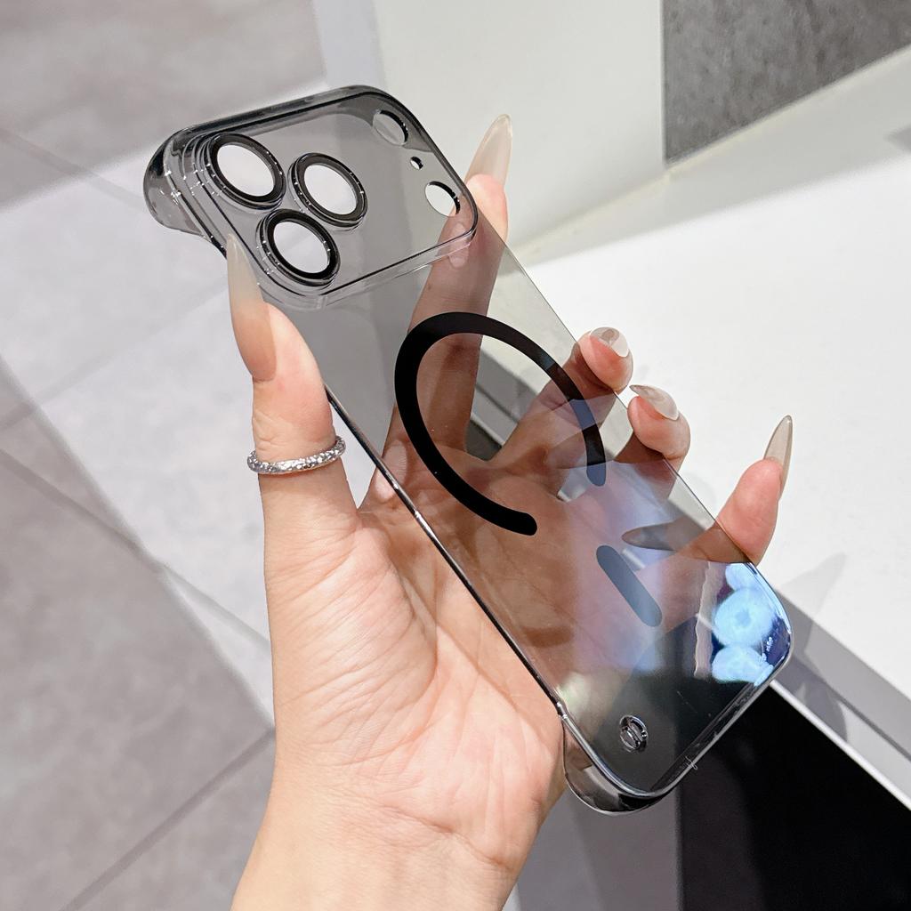 Frameless Clear PC Magnet For Magsafe Case For iPhone 17 Air 16 15 14 Plus 13 12 11 Pro Max Ultra-Thin Glass Lens Protect Cover