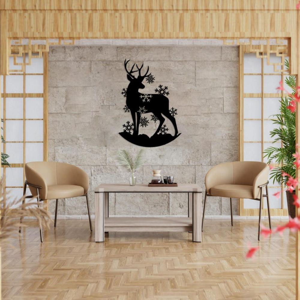Handmade Deer Metal Wall Sculpture, Rustic Winter Home Decoration