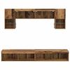 TV Wall Unit with LED 6 pcs Reclaimed Wood Composite