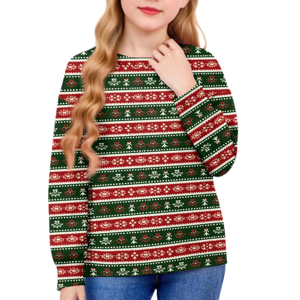 Christmas Day Sweatshirts For Children Boys And Girls Knit Sweater Cute Shirt Fall Crewneck Pullover Tops