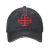 Knights Templar Jerusalem Cross Baseball Cap Retro Distressed Cotton Orthodox Snapback Cap Outdoor Unstructured Soft Caps Hat