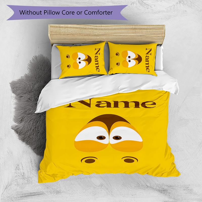3pcs Custom Name Cartoon Larva Bedding Set Duvet Cover Closure Includes 1 Duvet Cover & 2 Pillowcases for All Seasons Bedroom Decor