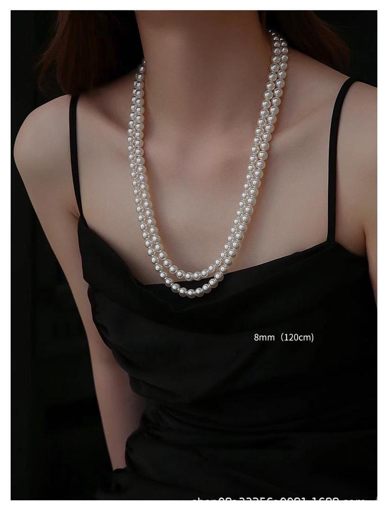Elegant Silver Pearl Necklace: High-End Design for Women - Versatile and Chic Clavicle Accessory.